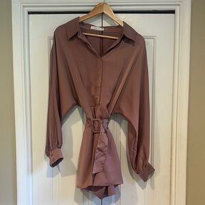 Shorts Long Sleeve Romper with Belt